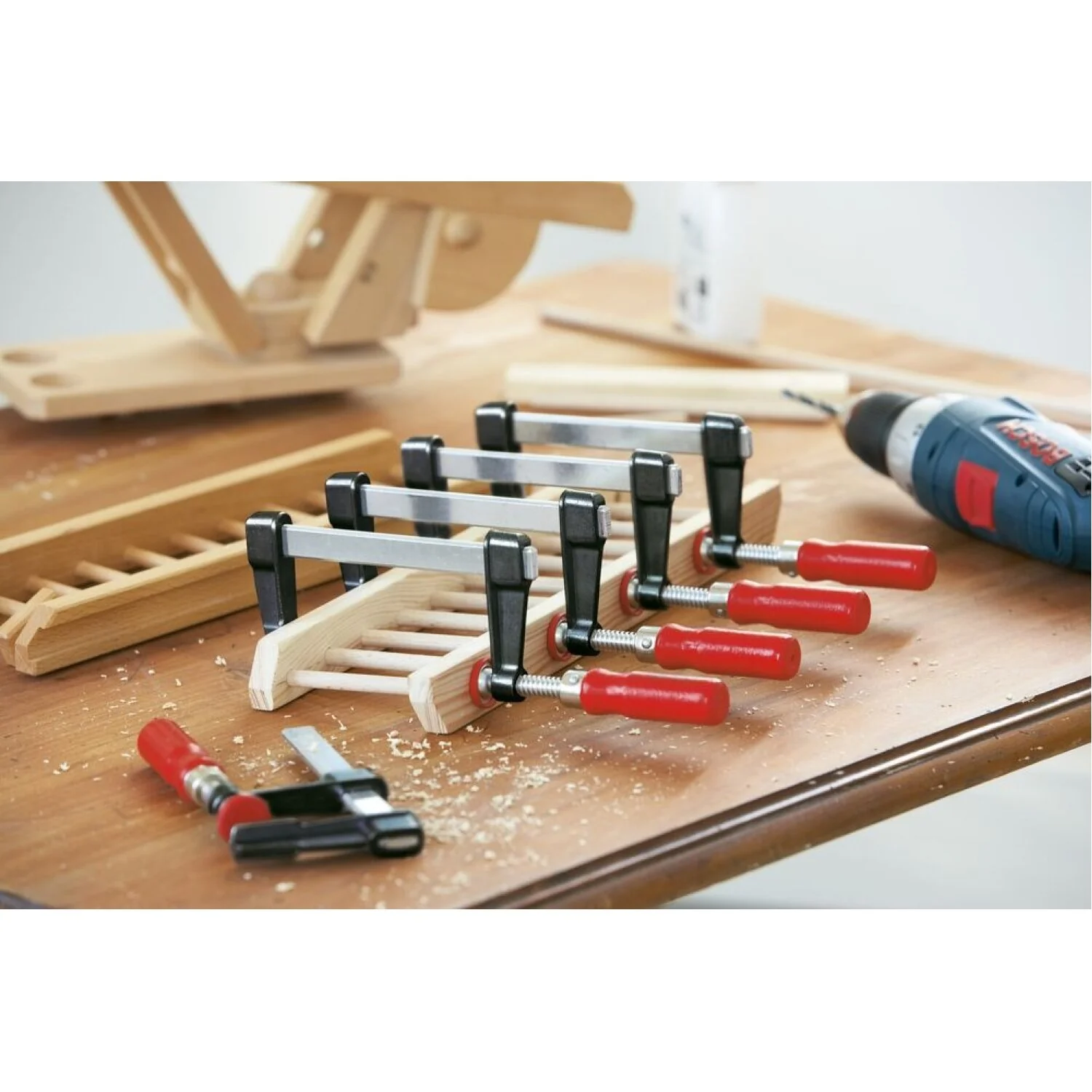 Bessey LM2.008 Clamp, woodworking, F-style, zinc jaws, swivel pads, 2 In. x 8 In., 330 lb - Image 3