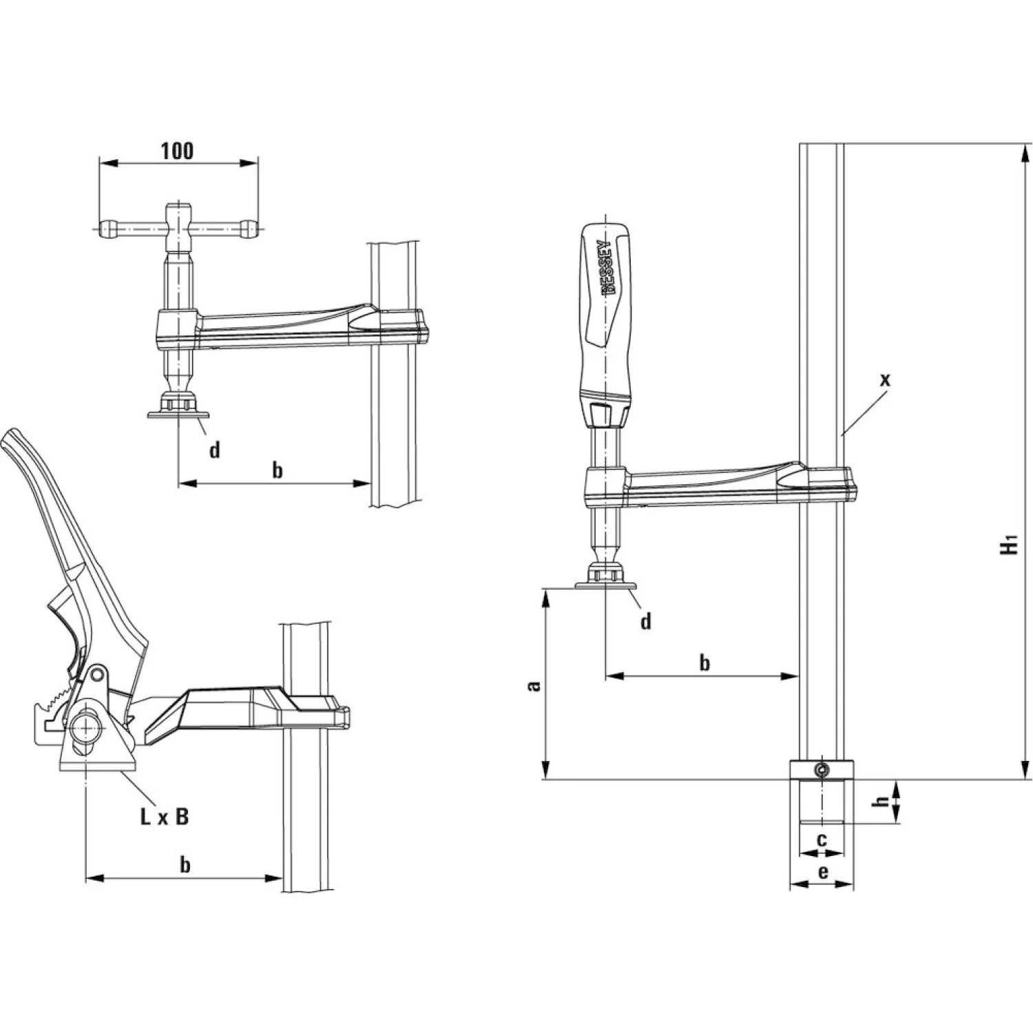 Bessey TW28-30-14-2K Table Clamp, 12 x 5.5, 2K, std pad - Image 2