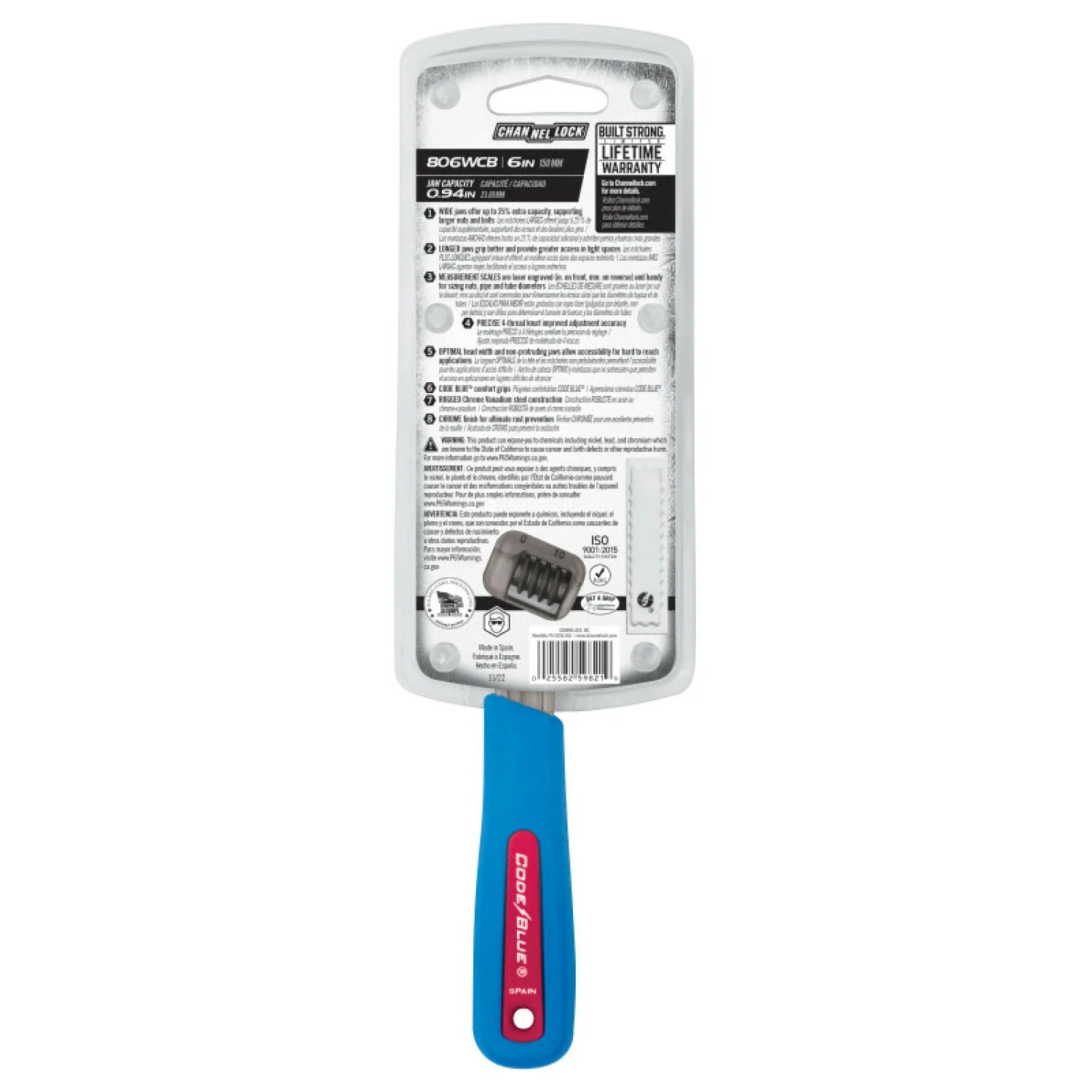 Channellock 806WCB 6-inch Code Blue Adjustable Wrench - Image 3