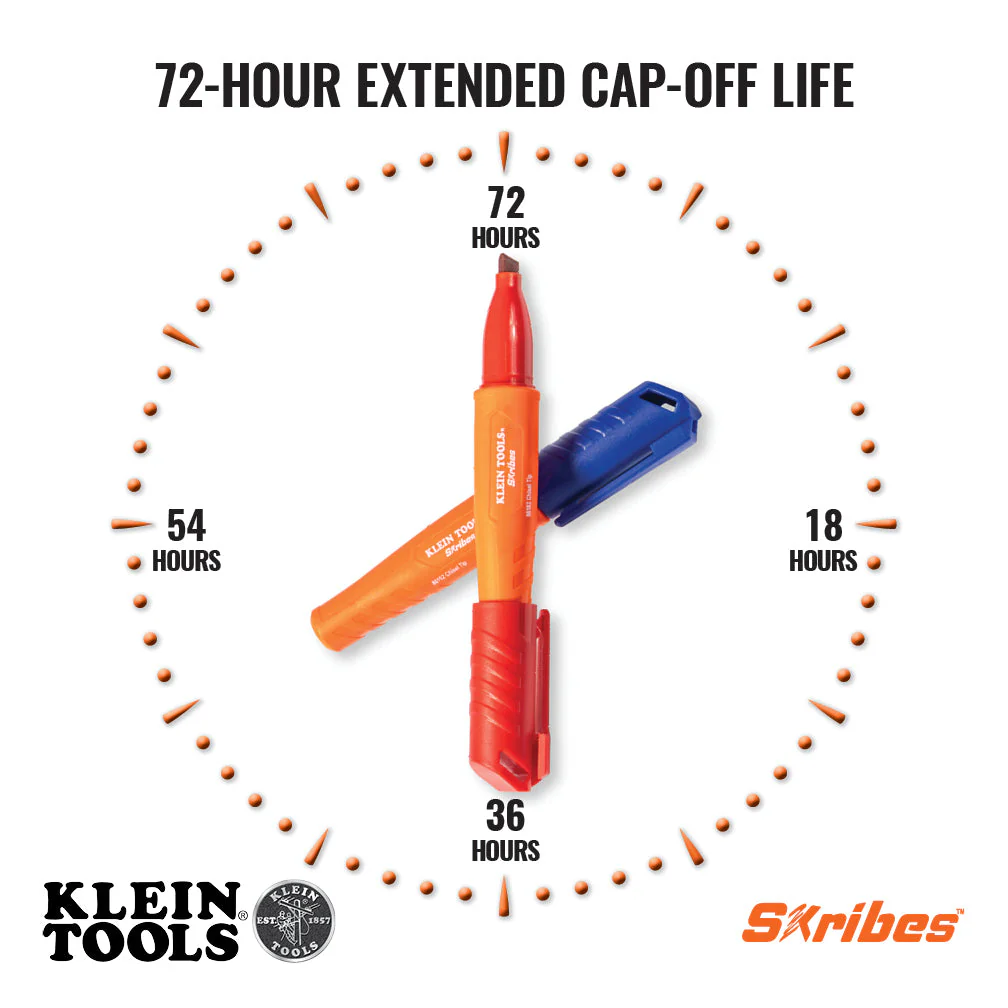 Klein Tools 861023 Skribes Chisel Tip Permanent Markers, Black, 3-Pack - Image 5