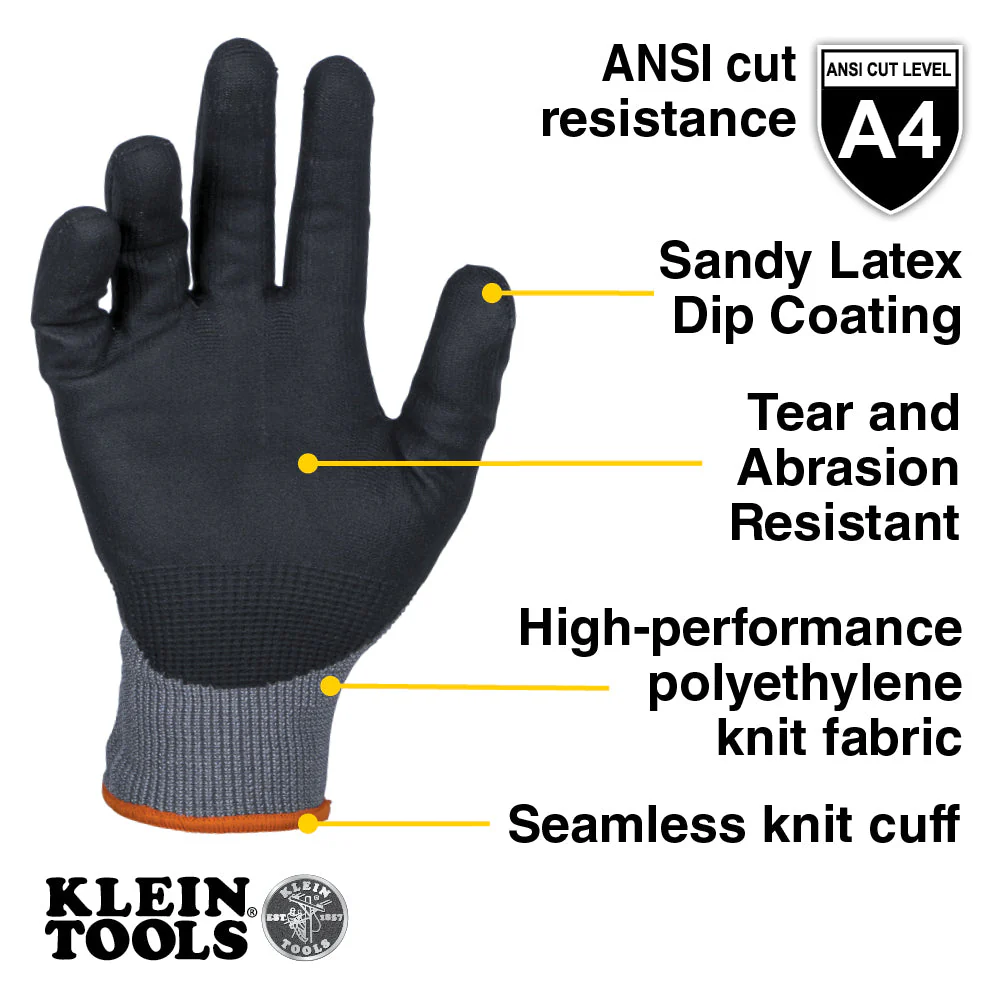Klein Tools Winter Knit Dipped Gloves, Cut Level A4, Touchscreen - Image 9