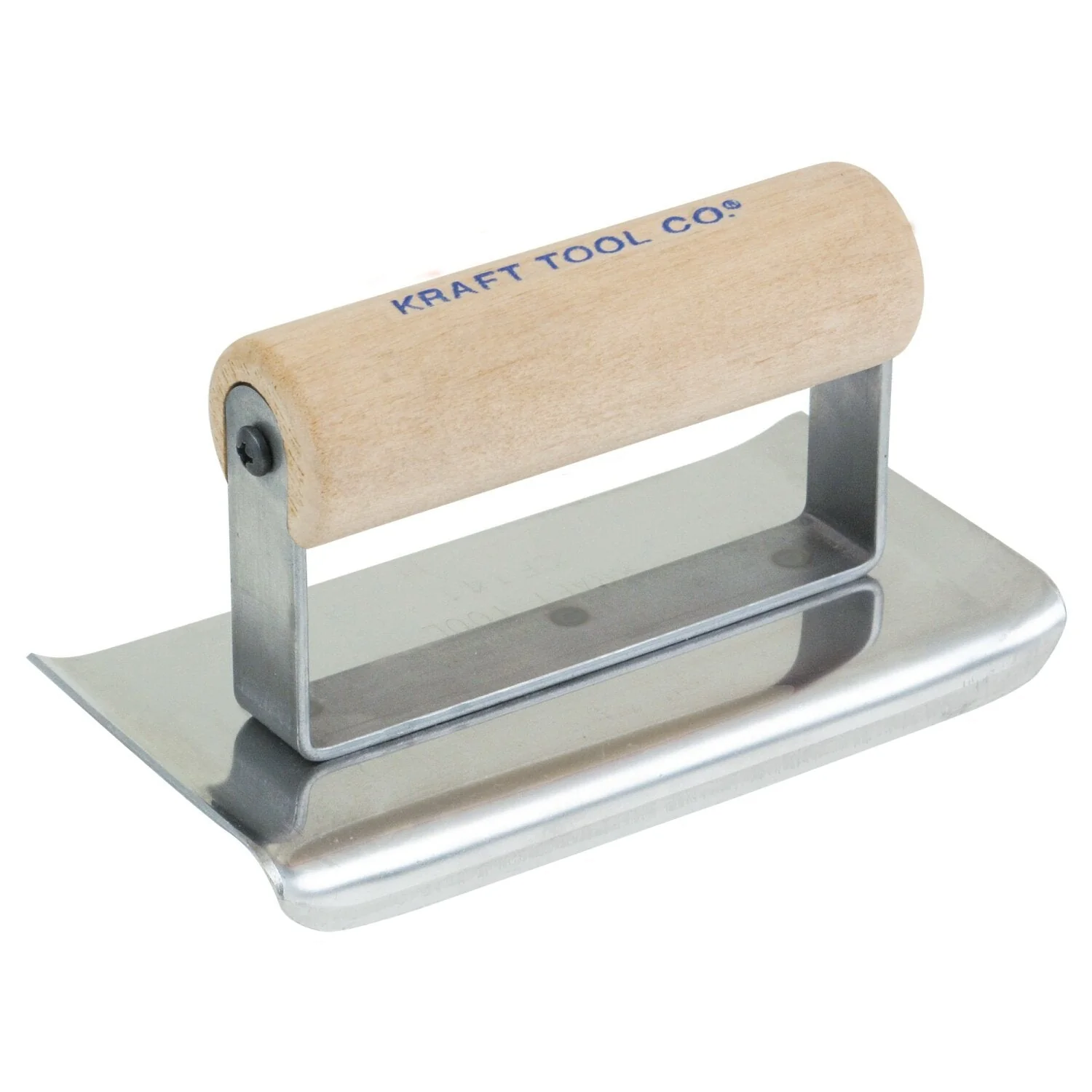 Kraft Tool CF165C 6" x 4" 1/2"R Stainless Steel Curved Ends Cement Edger with Wood Handle