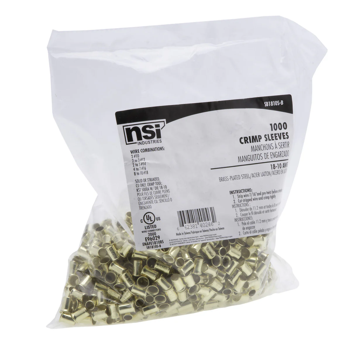 NSI SB1810S-B Steel Crimp Sleeve for Grounding or Uninsulated Wires, 1000 Bag - Image 3