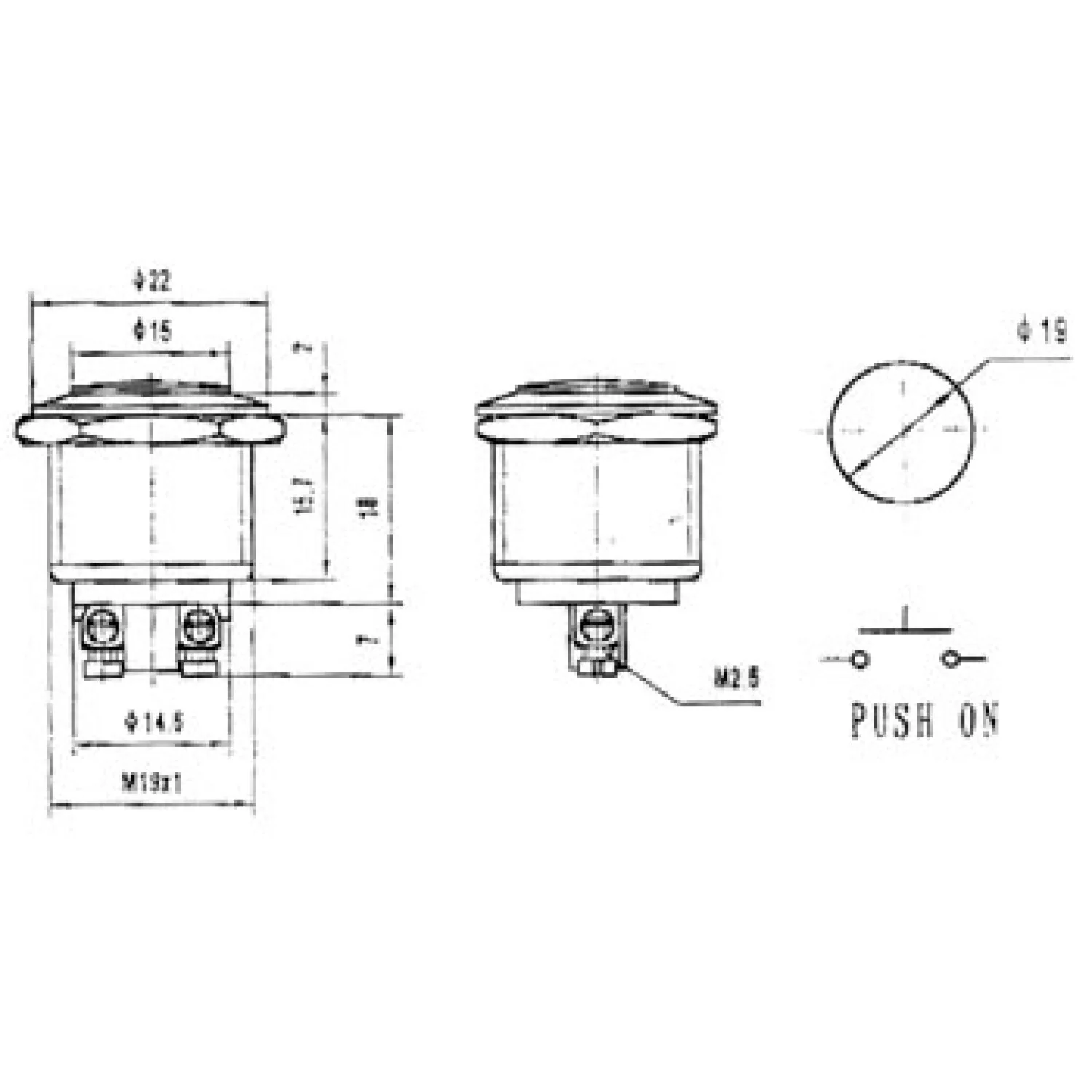 Velleman R1500A Round Metal Push Button Spst Off-(on) - Image 2